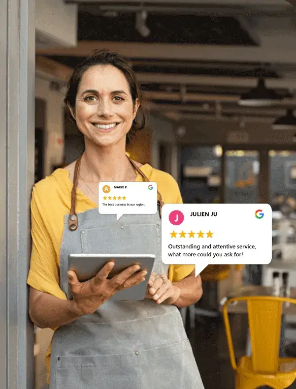 Painel com estatísticas de avaliações Google